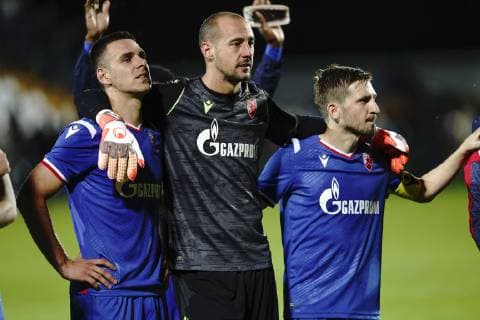 MARIAMPOL 09.07.2019 PIERWSZY MECZ I RUNDA ELIMINACYJNA LIGA MISTRZOW SEZON 2019 20: FK SUDUVA MARIJAMPOLE - FK CRVENA ZVEZDA BELGRAD 0:0 --- UEFA CHAMPIONS LEAGUE FIRST QUALIFYING ROUND FIRST MATCH: SUDUVA MARIJAMPOLE - CRVENA ZVEZDA BELGRADE 0:0 MARKO GOBELJIC MILAN BORJAN MARKO MARIN FOT. PIOTR KUCZA FOTOPYK NEWSPIX.PL --- Newspix.pl 190709PYK122