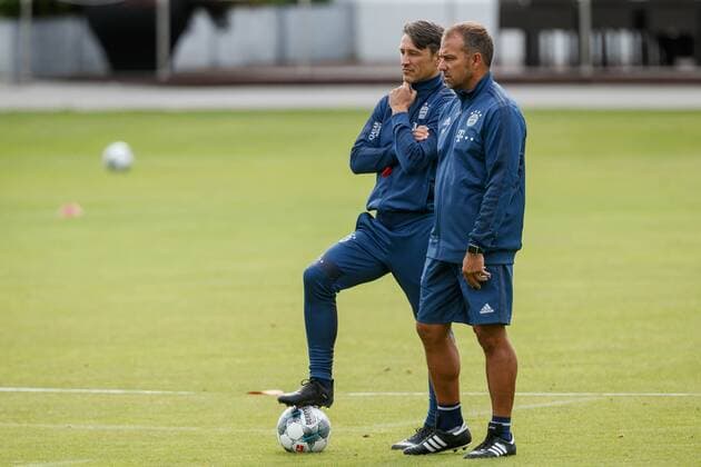 Munich, Germany, 12 07 2019, 1 Bundesliga, Training FC Bayern Munich head coach Niko Kovac FCB , Co coach Hansi Flick FCB watch Munich training grounds at Saebernerstasse Bavaria Germany eu images 01048 186400 eu-images-048