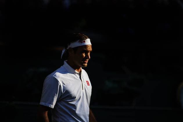 12 07 2019. London, United Kingdom. Roger Federer in action during his semi-final win over Rafael Nadal on day eleven of the Wimbledon Tennis Championships in London.  xixImagesx IIM-19906-0177