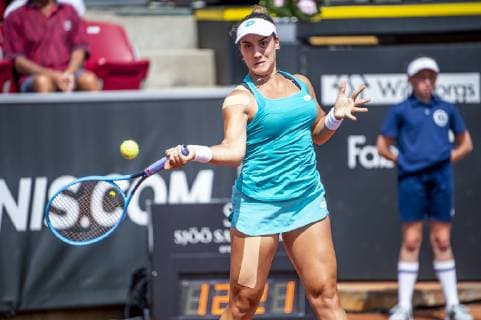 190713 Danka Kovinic during the singles single in tennis for ladies in Swedish Open on 13 July 2019 in Bastad,  Copyright: ChristianxÖrnberg BB190713CO019