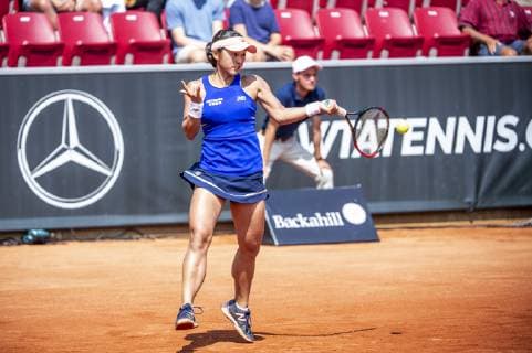 190713 Misaki Doi during the singles single in tennis for ladies in Swedish Open on July 13, 2019 in Bastad,  Copyright: ChristianxÖrnberg BB190713CO022