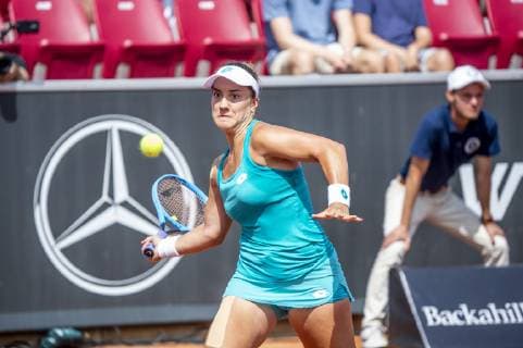 190713 Danka Kovinic during the singles single in tennis for ladies in Swedish Open on 13 July 2019 in Bastad,  Copyright: ChristianxÖrnberg BB190713CO033