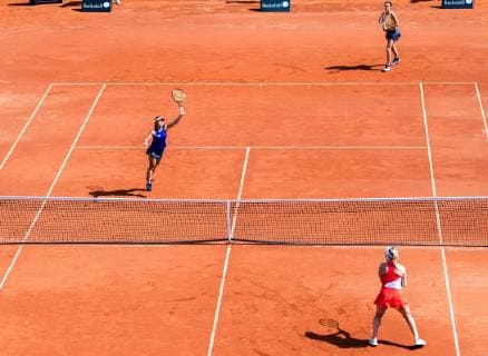 190713 Misaki Doi and Natalia Vikhlyantseva against Alexa Guarachi during the double finals in tennis for ladies in the Swedish Open on July 13, 2019 in Bastad,  Copyright: CHRISTIANxÖRNBERG BB190713BB136
