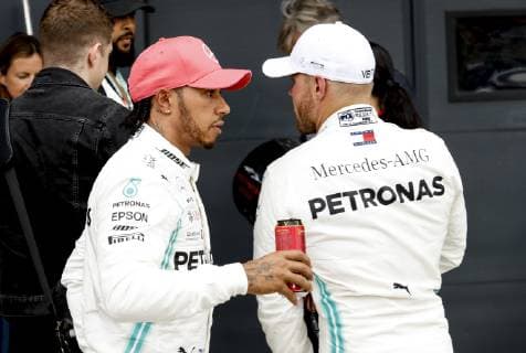 Motorsports: FIA Formula One World Championship, WM, Weltmeisterschaft 2019, Grand Prix of Great Britain, 44 Lewis Hamilton (GBR, Mercedes AMG Petronas Motorsport), 77 Valtteri Bottas (FIN, Mercedes AMG Petronas Motorsport), Silverstone Great Britain