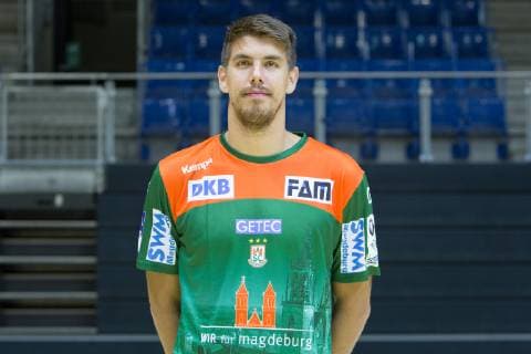 14 07 2019, xtgx, Handball Liqui Moli Bundesliga, SC Magdeburg Photography emspor, v l Piotr Chrapkowski Portrait, Portrait, Single picture GETEC Arena