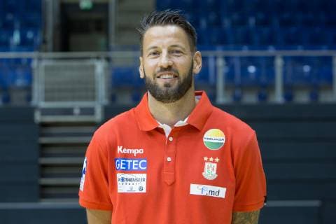 14 07 2019, xtgx, Handball Liqui Moli Bundesliga, SC Magdeburg Photo shoot emspor, v l Coach Bennet Wiegert Portrait, Portraet, single picture GETEC Arena