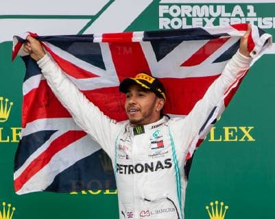 14th July 2019; Silverstone Circuit, Northampton, England; FIA F1 Grand Prix of Britain, Race Day; Mercedes AMG Petronas Motorsport driver Lewis Hamilton wins his sixth British Grand Prix  ActionPlus12153799 TimxWilliams