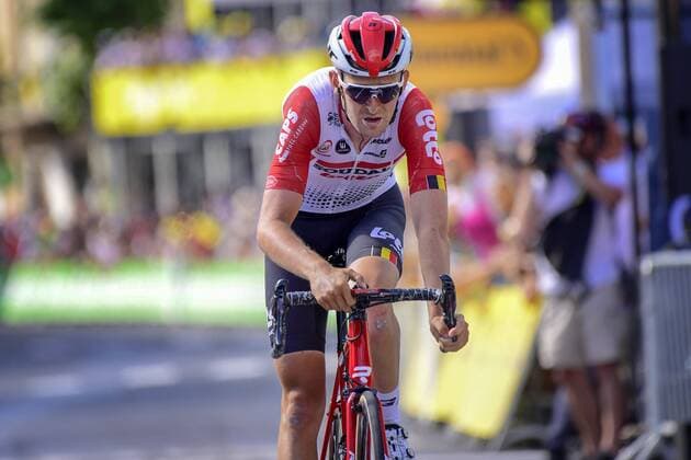 BENOOT Tiesj (BEL) of LOTTO SOUDAL looks dejected when he crosses the finishline as second during stage 9 of the 106th edition of the 2019 Tour de France cycling race, a stage of 170,5 kms with start in Saint-Etienne and finish in Brioude on July 14, 2019 in Brioude, France, 14 07 2019 CYCLISME : Tour de France 2019 - Etape 9 - Saint-Etienne a Brioude - 14 07 2019 PhotoNews Panoramic 
