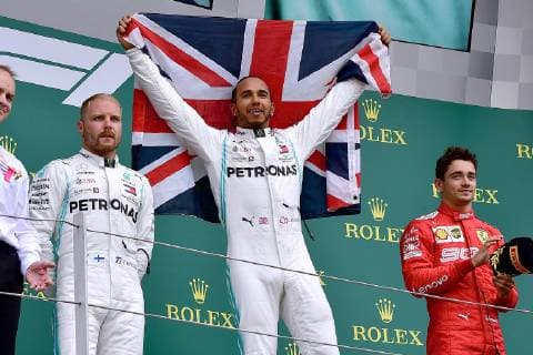 HAMILTON Lewis F1 Team Mercedes AMG winner with BOTTAS Valtteri and LECLERC Charles Formula 1 GP 2019 Silverstone on 14 07 2019 at Silverstone