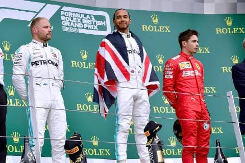HAMILTON Lewis F1 Team Mercedes AMG winner with BOTTAS Valtteri and LECLERC Charles Formula 1 GP 2019 Silverstone on 14 07 2019 at Silverstone