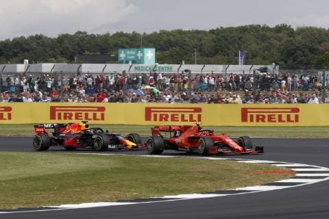 Motorsports: FIA Formula One World Championship, WM, Weltmeisterschaft 2019, Grand Prix of Great Britain, 16 Charles Leclerc (MCO, Scuderia Ferrari Mission Winnow), 33 Max Verstappen (NLD, Aston Martin Red Bull Racing), Silverstone Great Britain