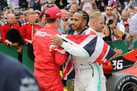 Photo4 LaPresse 14 07 2019 Silverstone, England Grand Prix Formula One England 2019 In the pic: Lewis Hamilton (GBR) Mercedes AMG F1 W10 EQ Power celebrates his victory  Copyright: xPhoto4 LaPressex