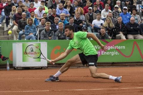 Tennis Point Bundesliga, TK Grün-Weiss Mannheim - TC Großhesselohe Mannheim 14.07.2019, Tennis Bundesliga, TK Grün Weiss Mannheim - TC Großhesselohe, Der Mannheimer Pedro Martinez Portero in seinem Spiel gegen Matthias Bachinger. Mannheim. 14.07.19 Tennis Bundesliga , Mannheim Baden Wuerttemberg Deutschland *** Tennis Point Bundesliga, TK Grün Weiss Mannheim TC Großhesselohe Mannheim 14 07 2019, Tennis Bundesliga, TK Grün Weiss Mannheim TC Großhesselohe, Der Mannheimer Pedro Martinez Portero in his match against Matthias Bachinger Mannheim 14 07 19 Tennis Bundesliga , Mannheim Baden Wuerttemberg Germany