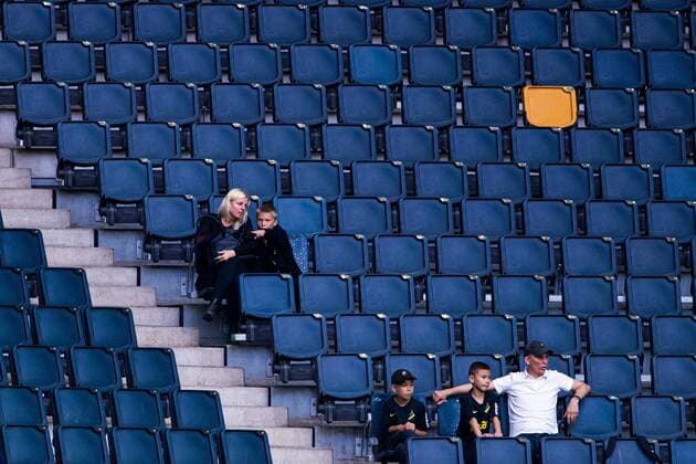 190717 Glittering with audience at the stand during the qualifying match for the Champions League between AIK and FC Ararat Armenia on July 17, 2019 in Stockholm,  Copyright: KENTAxJÖNSSON ST190717AAB09