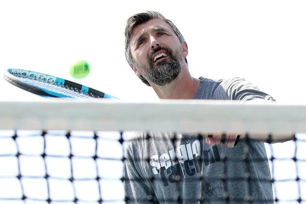 Umag, Croatia: Goran Ivaniöeviæ playing tennis with children at the Kids week by VAT and Babolat 18.07.2019., Umag, Croatia - 30. Blue lagoon Croatia Open Umag 2019. Kids week by VAT and Babolat. Guest: Goran Ivanisevic.  GoranxStanzl PIXSELL
