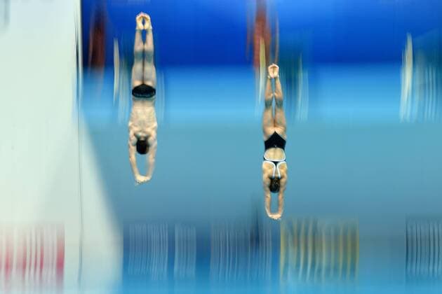 Tina Punzel, Lou Massenberg GER Germany Bronze Medal Gwangju South Korea 20 07 2019 Mixed 3m Synchro Springboard Final 18th FINA World Aquatics Championships Nambu University Aquatics Center Photo © Andrea Staccioli Deepbluemedia Insidefoto AndreaXstaccioli