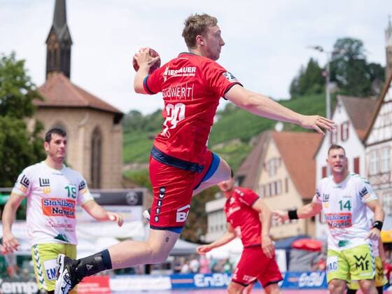29 Jan Doell SG BBM Bietigheim , Frisch Auf Goeppingen SG BBM Bietigheim, Esslinger Marktplatzturnier 2019, Handball, Men, 1 Bundesliga, 20 07 2019 Esslinger Marktplatzturnier 2019, 20 07 2019 Esslingen Copyright: xEIBNER Michael_Schmidtx EP_MST