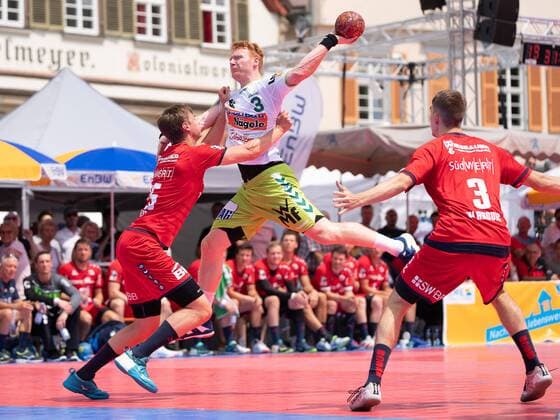 3 Nicolai Thailinger Frisch Auf Goeppingen , Frisch Auf Goeppingen SG BBM Bietigheim, Esslinger Marktplatzturnier 2019, Handball, Men, 1 Bundesliga, 20 07 2019 Esslinger Marktplatzturnier 2019, 20 07 2019 Esslingen Copyright: xEIBNER Michael_Schmidtx EP_MST