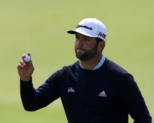 20th July, Portrush, Country Antrim, Northern Ireland; The 148th Open Golf Championship, Royal Portrush, round three; Jon Rahm (ESP) reacts to the applause from the gallery on the second green  ActionPlus12155301 DavidxBlunsden