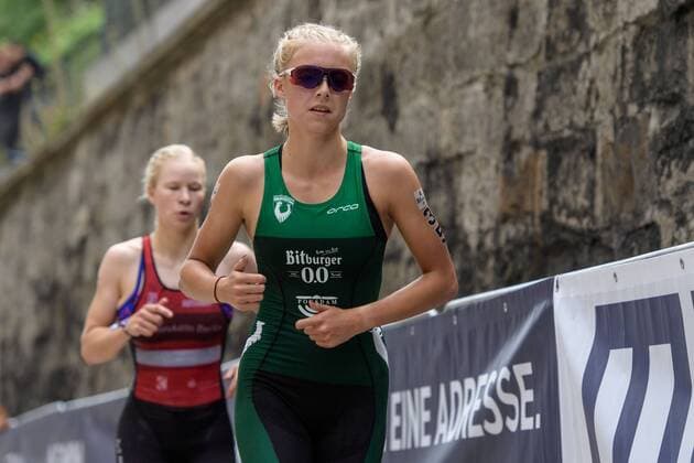 Bitburger 0,0 Triathlon Bundesliga, Tübingen, 21.07.2019 Nadine Klive (Triathlon Potsdam) auf der Laufstrecke beim Triathalon Bundesliga Rennen in Tübingen am 21.07.2019, , Tübingen BW Deutschland *** Bitburger 0,0 Triathlon Bundesliga, Tübingen, 21 07 2019 Nadine Klive Triathlon Potsdam on the running track at the Triathalon Bundesliga race in Tübingen on 21 07 2019, , Tübingen BW Germany