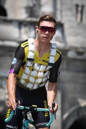 German Tony Martin of Team Jumbo-Visma wearing a cooling vest pictured at the start of stage 16 of the 106th edition of the Tour de France cycling race, from and to Nimes (177 km), France, Tuesday 23 July 2019. This year s Tour de France starts in Brussels and takes place from July 6th to July 28th. DAVIDxSTOCKMAN  x05632151x