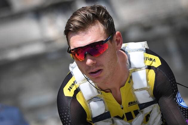 German Tony Martin of Team Jumbo-Visma wearing a cooling vest pictured at the start of stage 16 of the 106th edition of the Tour de France cycling race, from and to Nimes (177 km), France, Tuesday 23 July 2019. This year s Tour de France starts in Brussels and takes place from July 6th to July 28th. DAVIDxSTOCKMAN  x05632152x