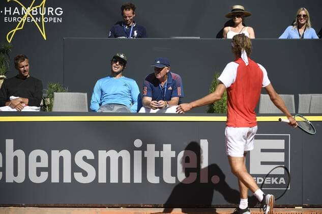 Alexander Zverev Hamburg, right in front of his father Alexander Mitte and brother Mischa left , Tennis, Men, Men, Hamburg European Open, ATP Tournament Hamburger Rothenbaum, 23 07 19 Hamburg Rothenbaum Schleswig Holstein Germany