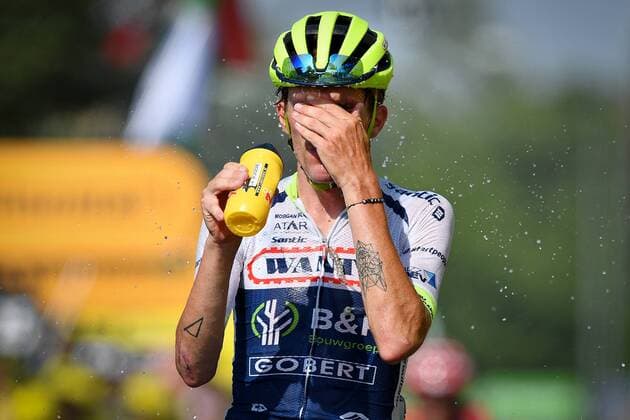 French Yoann Offredo of Wanty-Gobert Cycling Team crosses the finish line of stage 16 of the 106th edition of the Tour de France cycling race, from and to Nimes (177 km), France, Tuesday 23 July 2019. This year s Tour de France starts in Brussels and takes place from July 6th to July 28th. DAVIDxSTOCKMAN  x05632335x