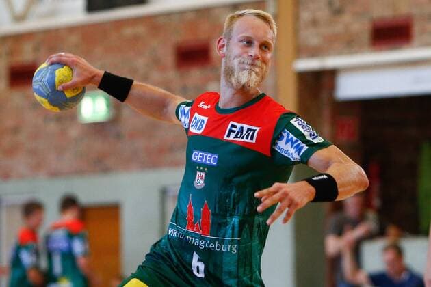 23 07 2019, xtgx, handball test match, SC Magdeburg TV Huettenberg emspor, v l Matthias Musche Magdeburg, 6 scores goal, goal scorer, scored goal, scores the goal Schoenebeck, Germany