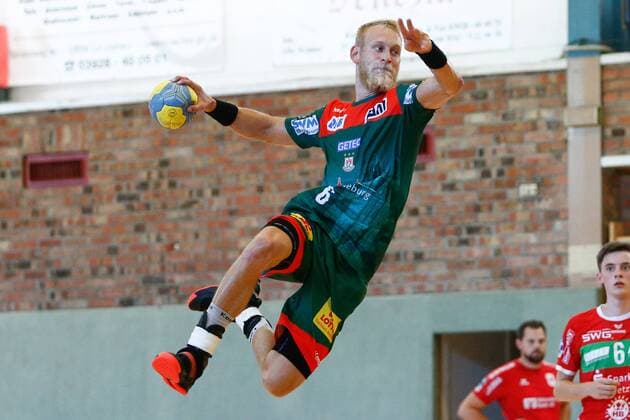 23 07 2019, xtgx, handball test match, SC Magdeburg TV Huettenberg emspor, v l Matthias Musche Magdeburg, 6 scores goal, goal scorer, scored goal, scores the goal Schoenebeck, Germany