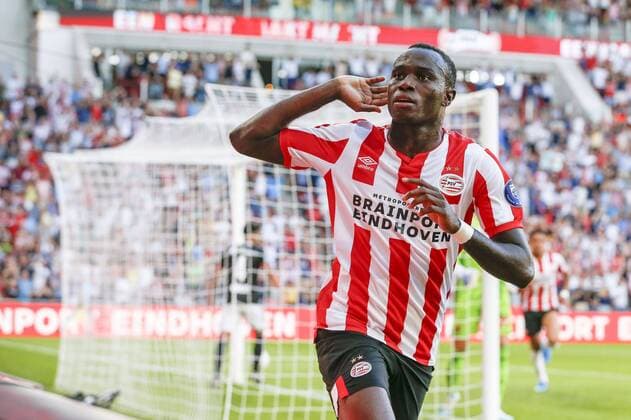 EINDHOVEN, 23-07-2019, Champions League preliminary round. Season 2019-2020. Philips Stadion. PSV - Basel. PSV midfielder Bruma (Armindo Tue Na Bangna) celebrating his goal during the game PSV - Basel. PSV - Basel  x3962835x Copyright:
