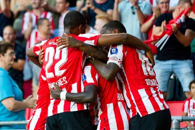 Eindhoven, Netherlands, 24 07 2019, UEFA Champions League, Second qualifying round, PSV Eindhoven FC Basel , Goal to 1-0, Scorer Bruma PSV cheers Defodi 01061003744 Defodi-061