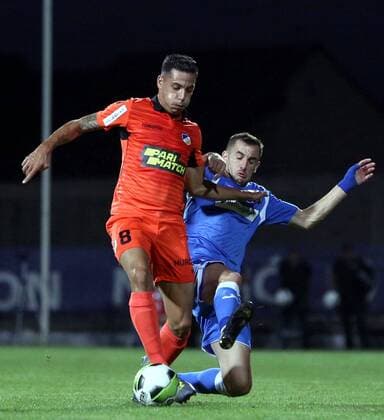 23.07.2019 Niksic(Montenegro) FK Sutjeska-FC Apoel Nicosia 2nd leg champions league qualify men s football Branislav Jankovic(R)Sutjeska, Lucas Souza(L) APOEL :Str 