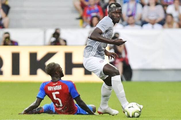 L-R Joel Kayamba (Plzen) and Mohamed Camara (Piraeus) in action during the Football Champions League 2nd qualifying round match: Viktoria Plzen vs Olympiakos Piraeus in Pilsen, Czech Republic, on July 23, 2019. (CTKxPhoto MiroslavxChaloupka) CTKPhotoP201907230959201  cha012
