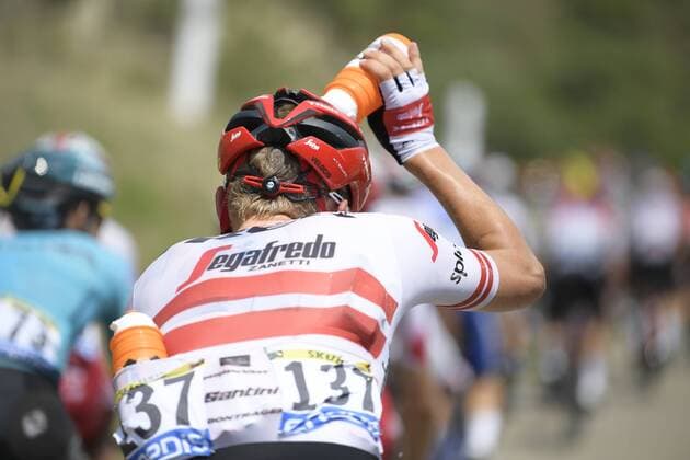 Latvian Toms Skujins of Trek-Segafredo picturef during the stage 17 of the 106th edition of the Tour de France cycling race, from Pont du Gard to Gap (200 km), France, Wednesday 24 July 2019. This year s Tour de France starts in Brussels and takes place from July 6th to July 28th. YORICKxJANSENS  x05632674x