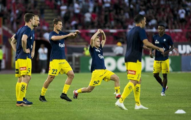24th July 2019; Rajko Mitic Stadium, Belgrade, Serbia; UEFA Champions League Qualifying Second Leg First Round Red Star Belgrade versus HJK Helsinki; The players of HJK Helsinki warm up  ActionPlus12156206 NikolaxKrstic