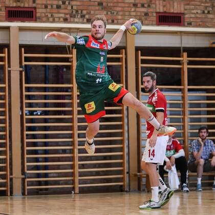 Daniel Pettersson SC Magdeburg Handball test game summer preparation season 2019 2020 points game SC Magdeburg vs. TV Hüttenberg in the Franz Vollbring Halle in Schönebeck Aktion,Deutschland, Handball, Mann, Maenner,23 07 2019