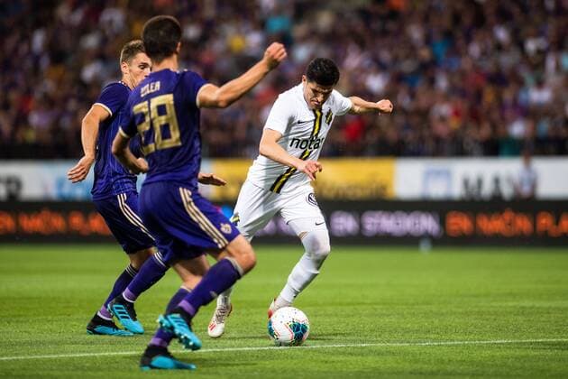 190724 Tarik Elyounoussi of AIK during the UEFA Champions League qualifying match between Maribor and AIK on July 24, 2019 in Maribor Photo Martin Metelko BILDBYRAN Cop 277 bbeng fotball fotboll football kval till champions league soccer champions league qualification aik maribor,  Copyright: MARTINxMETELKO BB190724BB332
