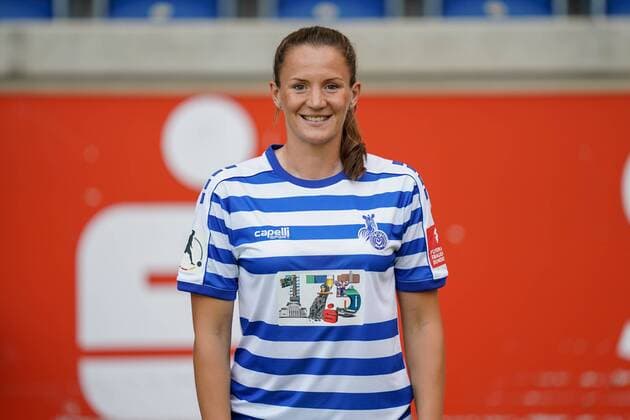 Lucia Harsanyova MSV Duisburg , Football Flyeralarm Women Bundesliga Season 2019 2020 Photo shoot MSV Duisburg, Duisburg, Schauinsland Reisen Arena, 24 07 2019, DFB regulations prohibit any use of photographs as image sequences and or quasi video Duisburg Schauinsland Reisen Arena Nordrhein Westfalen Germany
