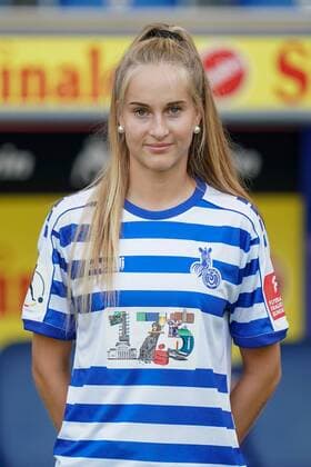 Laura Radke MSV Duisburg , Football Flyeralarm Women Bundesliga Season 2019 2020 Photo shoot MSV Duisburg, Duisburg, Schauinsland Reisen Arena, 24 07 2019, DFB regulations prohibit any use of photographs as image sequences and or quasi video Duisburg Schauinsland Reisen Arena Nordrhein Westfalen Germany
