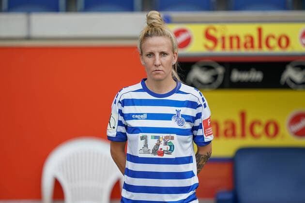Julia Debitzki MSV Duisburg , Soccer Flyeralarm Women Bundesliga Season 2019 2020 Photo shoot MSV Duisburg, Duisburg, Schauinsland Reisen Arena, 24 07 2019, DFB regulations prohibit any use of photographs as image sequences and or quasi video Duisburg Schauinsland Reisen Arena Nordrhein Westfalen Germany