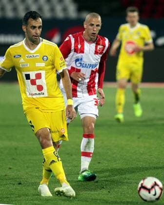 24.07.2019 Belgrade(Serbia) FK Crvena Zvezda(FC Red Star)-HJK Helsinki Champions League 2nd leg qualifiers men s football Rafinha(L) HJK Helsinki,Milan Jevtovic(C)Crvena Zvezda(Red Star) : 