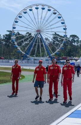 25 07 2019, xpsx, Motorsport FIA Formula 1, Mercedes Benz Grand Prix of Germany 2019 v l Sebastian Vettel Scuderia Ferrari Mission Winnow 5 GER track walk track visit Hockenheim