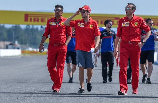 25 07 2019, xpsx, Motorsport FIA Formula 1, Mercedes Benz Grand Prix of Germany 2019 v l Sebastian Vettel Scuderia Ferrari Mission Winnow 5 GER track walk track visit Hockenheim