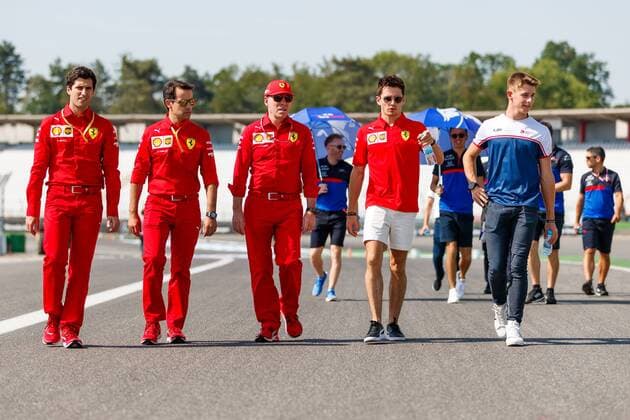 Charles Leclerc Scuderia Ferrari Mission Winnow goes with brother Arthur and team members across the track, Mercedes Benz Grand Prix of Germany 2019, Motorsport, Formula 1, 25 07 2019, Mercedes Benz Grand Prix of Germany 2019, Motorsport, Formula 1, 25 07 2019 Hockenheim Copyright: xEIBNER AlexanderxNeisx EP_ANS