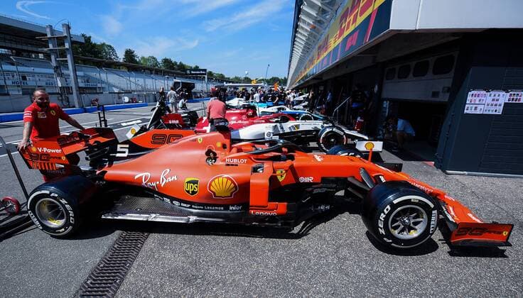 25 07 2019, xpsx, Motorsport FIA Formula 1, Mercedes Benz German Grand Prix 2019 v l Sebastian Vettel Scuderia Ferrari Mission Winnow 5 GER Auto Hockenheim