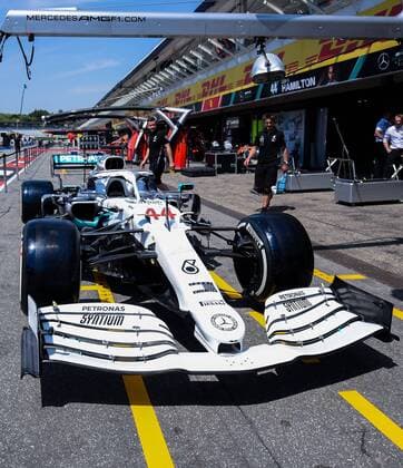 25 07 2019, xpsx, Motorsport FIA Formula 1, Mercedes Benz Grand Prix of Germany 2019 v l Mercedes Box Vehicle new paintwork colors car front wing Hockenheim