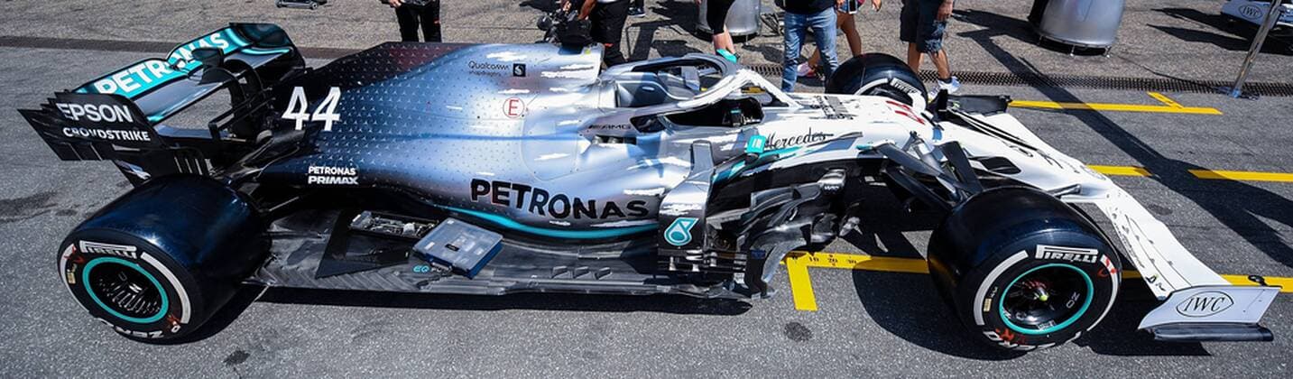 25 07 2019, xpsx, Motorsport FIA Formula 1, Mercedes Benz Grand Prix of Germany 2019 v l Mercedes Box Vehicle new paintwork colors car front wing Hockenheim