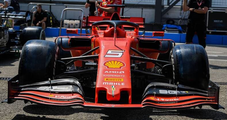 25 07 2019, xpsx, Motorsport FIA Formula 1, Mercedes Benz German Grand Prix 2019 v l Sebastian Vettel Scuderia Ferrari Mission Winnow 5 GER Auto Hockenheim