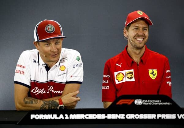 Motorsports: FIA Formula One World Championship, WM, Weltmeisterschaft 2019, Grand Prix of Germany, 7 Kimi Raikkonen (FIN, Alfa Romeo Racing), 5 Sebastian Vettel (GER, Scuderia Ferrari Mission Winnow), Hockenheim Germany